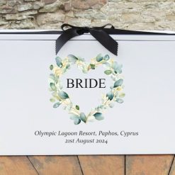 stunning bride box with eucalyptus heart