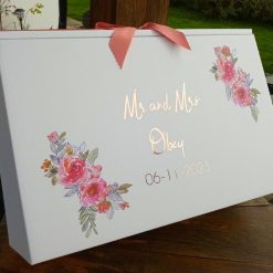 wedding dress box with stunning flower detail